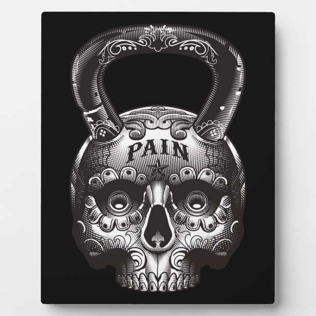 Placa Expositora Kettlebell Skull - Motivación de entrenamiento de  (Frente)