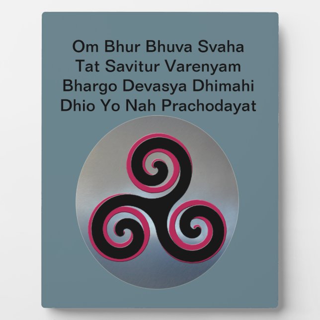 Placa Expositora Knot celta Gayatri Mantra Om Bhur Bhuvah, Plaque (Frente)