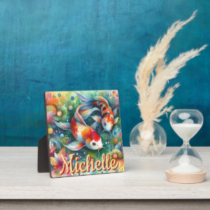 Placa Expositora Koi Fish Whimsical Watercolor Personalizado