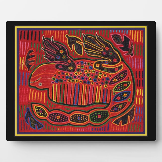 Placa Expositora Kuna indio Iguana Mola (Frente)