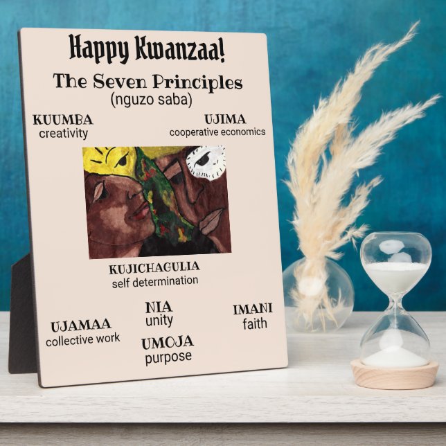 Placa Expositora KWANZAA PRINCIPIOS Tabletop Plaque con caballete (Lado)