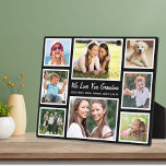 Placa Expositora La abuela te ama Collage de fotos negro<br><div class="desc">Dale a la abuela un regocijo con esta placa de collage de fotos personalizados. Personaliza con ocho fotos familiares de nietos, hijos, mascotas, etc., con marcos blancos contra fondo negro. También puedes personalizar la expresión "Te amo" o "Te amamos", ya sea que se llame "Abuela", "Nana", "mamá", etc., y agregar...</div>