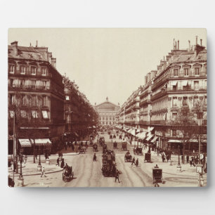 Placa Expositora La Avenida de la Ópera, París (foto sepia)