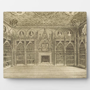 Placa Expositora La biblioteca, grabada por Godfrey, de 'Descriptio
