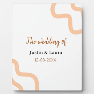 Placa Expositora La boda del novio novia nombre fecha melocotón