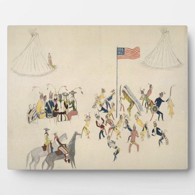 Placa Expositora La danza Shoshone sólo participó en hombres (pigme (Frente)