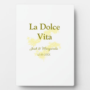 Placa Expositora La Dolce Vita amarillo pareja de boda Nombre fecha