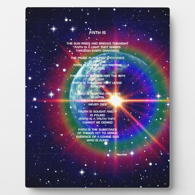 Placa Expositora "La fe es" Poema Tabletop Plaque (Frente)