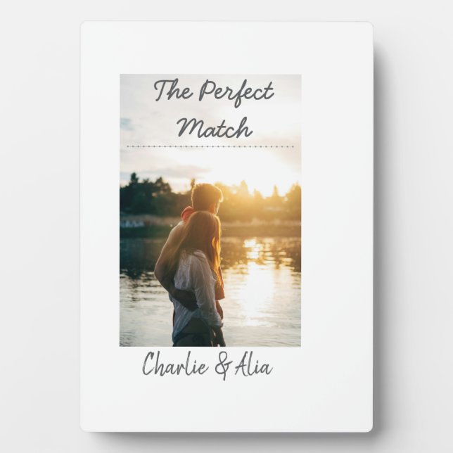 Placa Expositora La foto de la pareja de novios perfecta moderna añ (Frente)