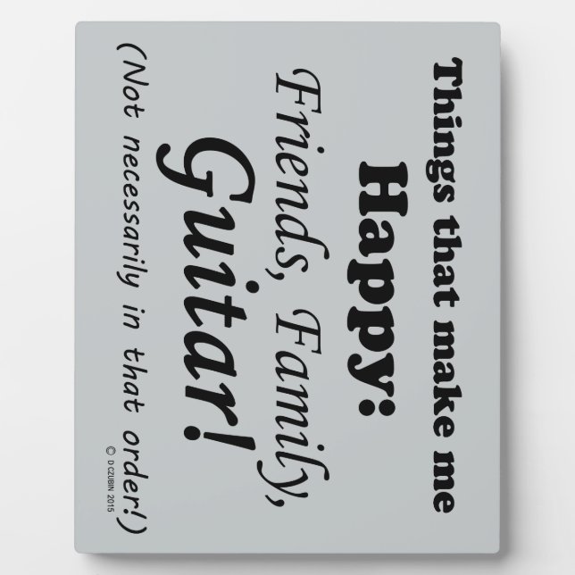 Placa Expositora La guitarra me hace feliz (Frente)