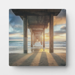 Placa Expositora La Jolla, Pier De Scripps Al Atardecer San Diego