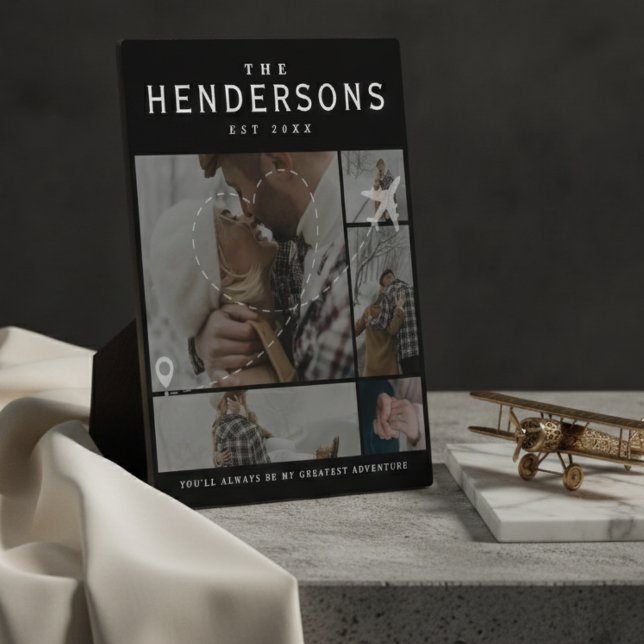 Placa Expositora La mayor aventura de viaje de parejas Collage de f ( Gift this personalized Couples Travel Greatest Adventure Photo Collage plaque! )