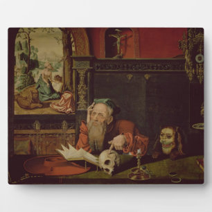 Placa Expositora La meditación de St. Jerome (aceite en el panel)
