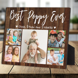 Placa Expositora La Mejor Abuela del Mundo 5 Nietos Colaje de Fotos