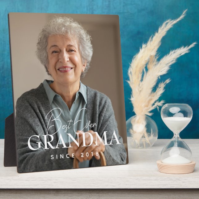 Placa Expositora La Mejor Abuela Desde 20XX Foto Simple y Elegante (Lado)