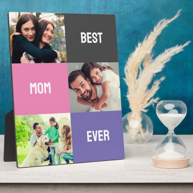 Placa Expositora La mejor mamá de todos los tiempos | Collage de fo (Lado)