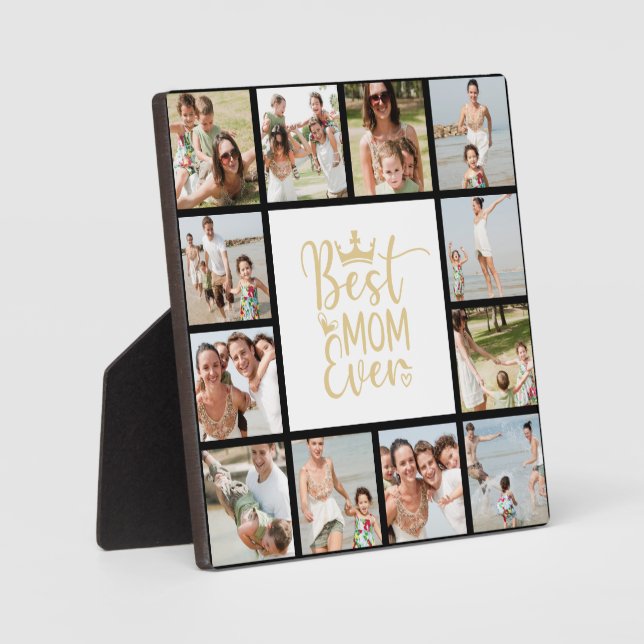 Placa Expositora La mejor mamá del año 12 Collage de fotos Plaque (Anverso)