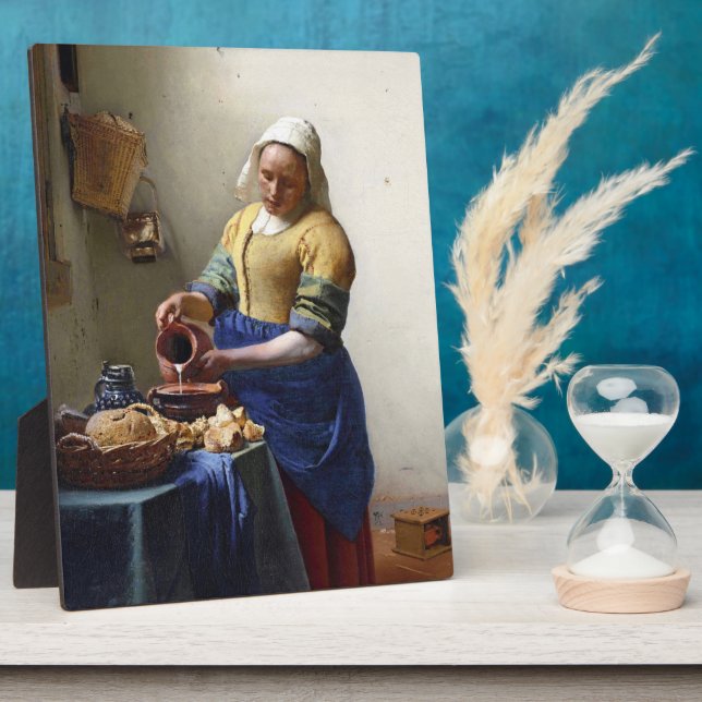 Placa Expositora La Milkmaid, c.1658-60 (aceite sobre lienzo) (Lado)