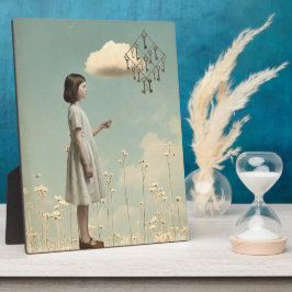 Placa Expositora La niña y su cometa clave | Arte de mesa de cuento