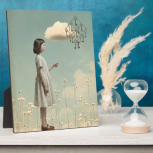 Placa Expositora La niña y su cometa clave   Arte de mesa de cuento