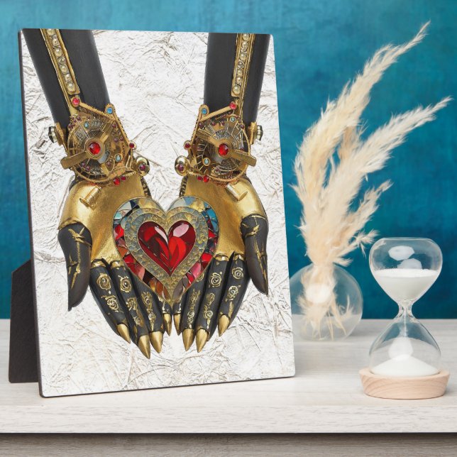 Placa Expositora La Ofrenda - Corazón en Manos (Lado)