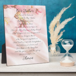 Placa Expositora La Oración del Señor Regalo Floral Suave Rosa Eleg