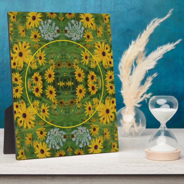 Placa Expositora La pintura de Black Eyed Susan Daisy añade tu foto (Lado)