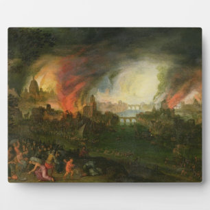 Placa Expositora La quema de Troya (petróleo sobre cobre)
