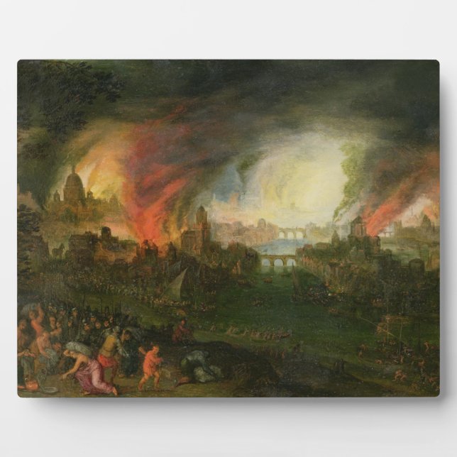 Placa Expositora La quema de Troya (petróleo sobre cobre) (Frente)