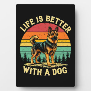 Placa Expositora La Vida Es Mejor Con Un Perro - Un Viejo Atardecer