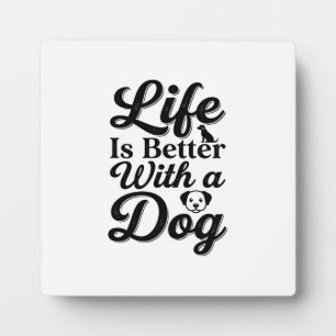 Placa Expositora La vida es mejor con una camiseta vintage de perro