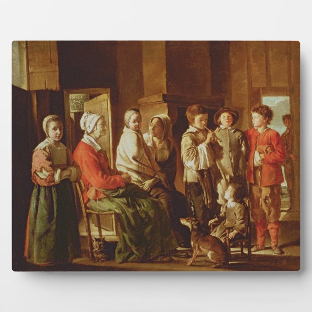 Placa Expositora La visita a la abuela (aceite sobre lienzo) (Frente)