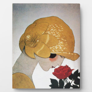 PLACA EXPOSITORA LADY CON ROSA ROJA