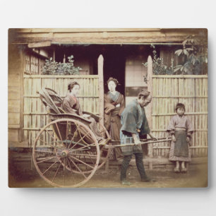 Placa Expositora Lady in a rickshaw, c.1890s (coloured photo)