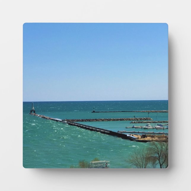 Placa Expositora Lago Michigan, Puerto Washington, Wisconsin (Frente)