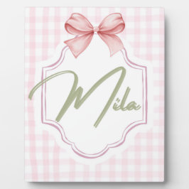 Placa Expositora Lainey Baby Nursery Personalizado Bow&Gingham