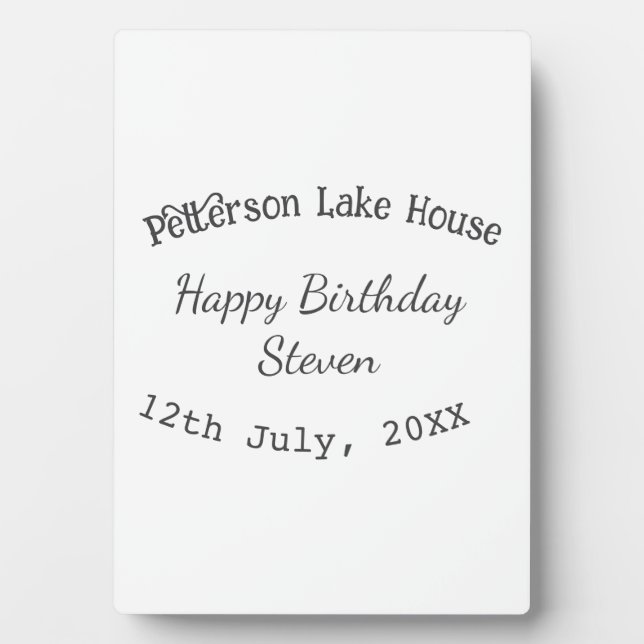 Placa Expositora Lake house beach happy birthday add name date year (Frente)