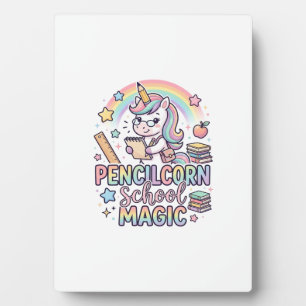 Placa Expositora Lápiz Unicornio Escuela Magia Adorable Pegatina a