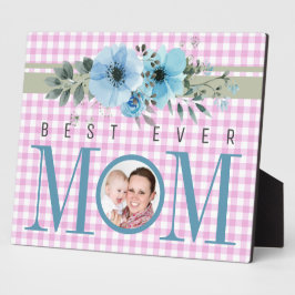 Placa Expositora Las mejores flores azules rosadas de foto de mamá 