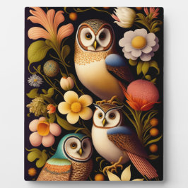 Placa Expositora Lechuzas y flores | Tabletop Haeckel moderno