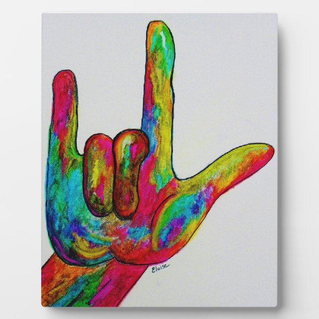 Placa Expositora Lenguaje Rótulo americano que te amo (Frente)