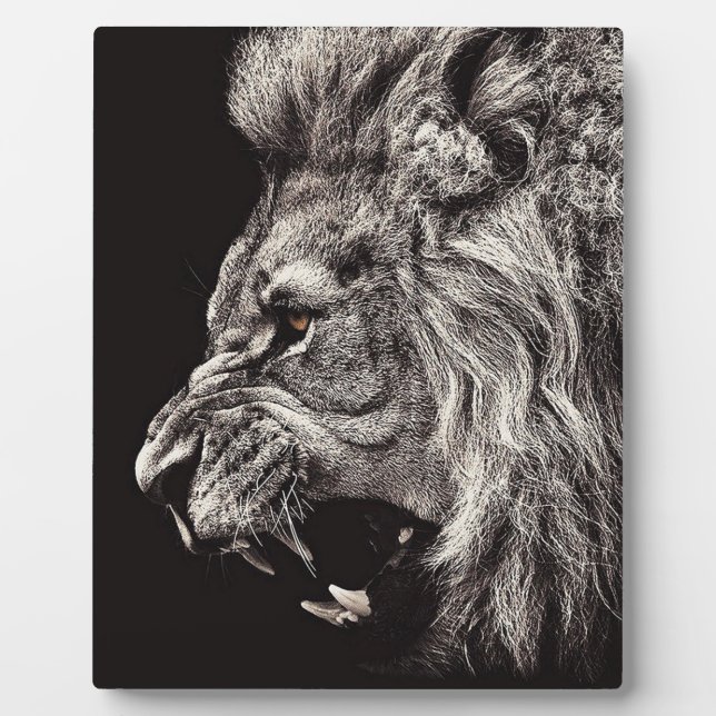 Placa Expositora León masculino enojado (Frente)