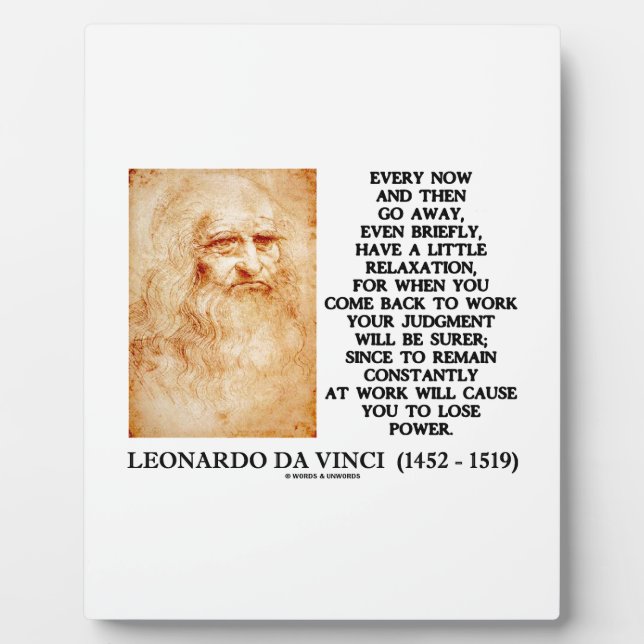 Placa Expositora Leonardo da Vinci Poder de juicio por el trabajo d (Frente)