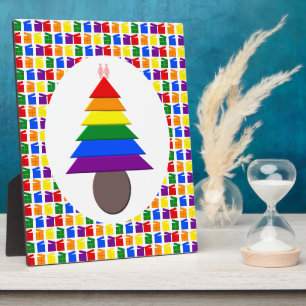 Placa Expositora Lesbianas arcoiris Árbol y regalo de Navidad