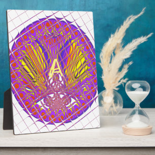 Placa Expositora Letra A, diseño de texto con logotipo colorido