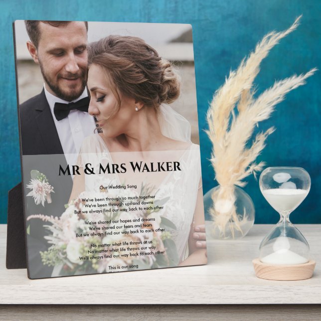 Placa Expositora letras de canción de boda foto (Lado)