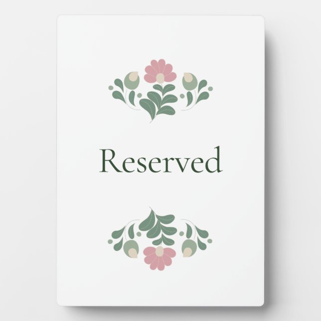 Placa Expositora Letrero de Boda Reservado Floral (Frente)