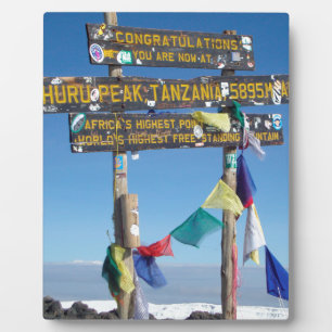 Placa Expositora Letrero en la cima del Kilimanjaro Kenia