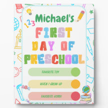 Letrero Personalizado del Primer Día de Preescolar