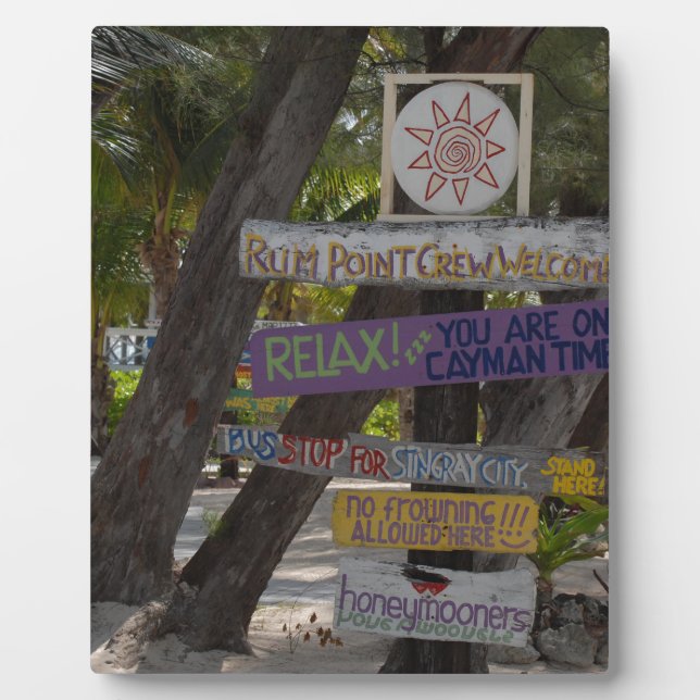 Placa Expositora Letrero Rum Point Grand Cayman (Frente)